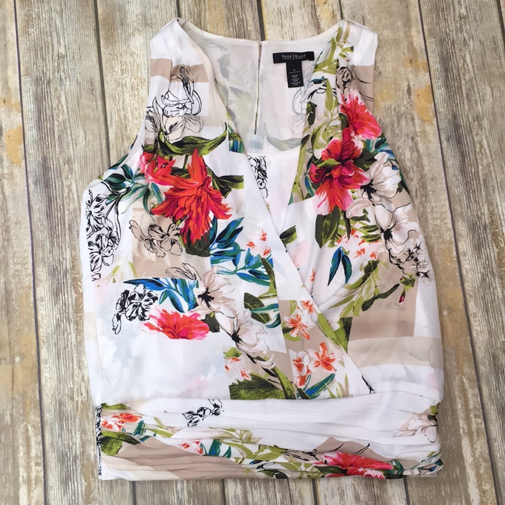 White House Black Market Floral Tank Top - Multicolor